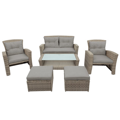 Liu 4 Pc Outdoor Patio Rattan Sectional Sofa Set - Gray