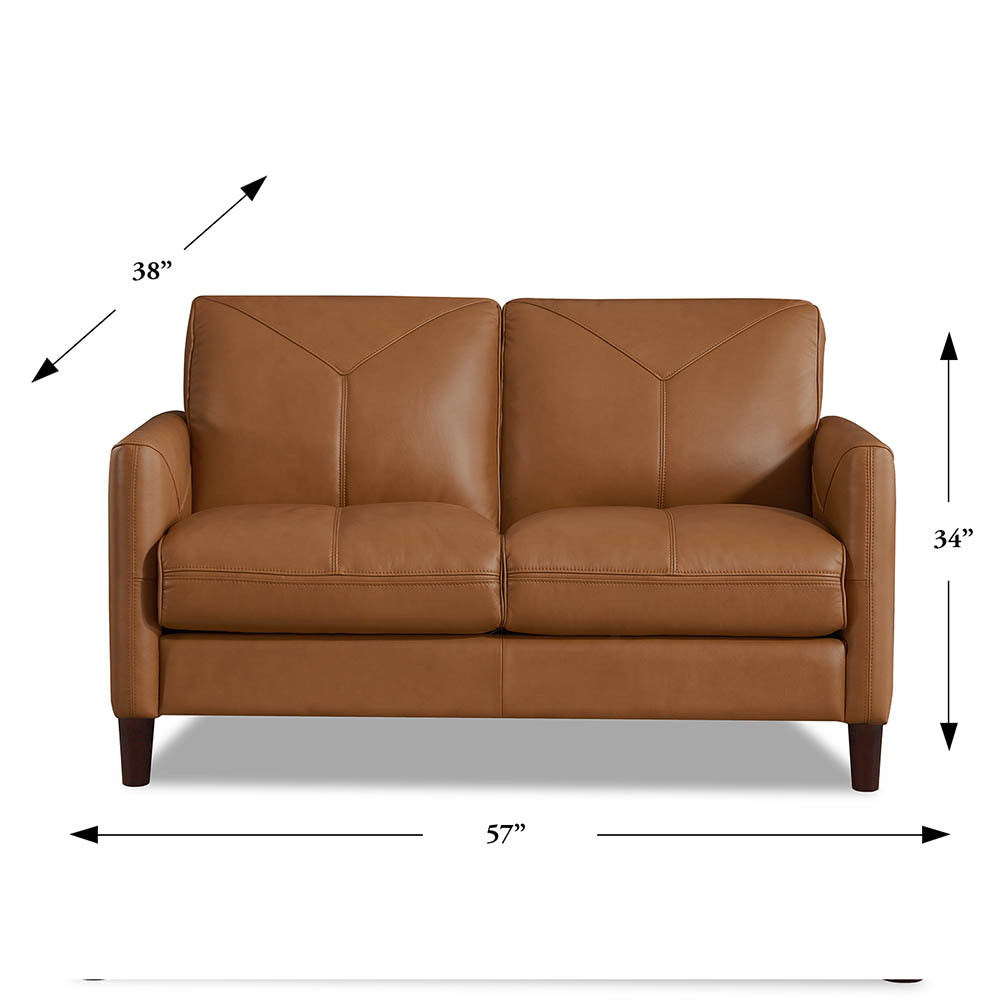 Yorkdale Leather Loveseat - Cognac