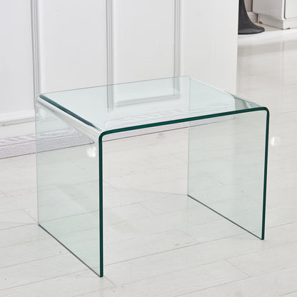 Tempered Clear Glass Side & End Table