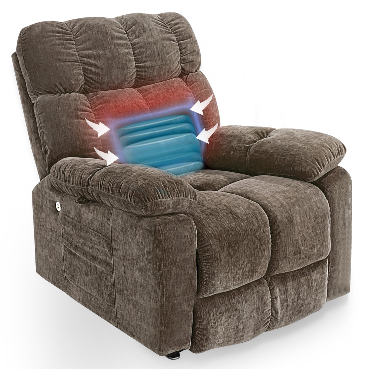 Quest Power Lift Recliner Chair  with Massage and Heat - Brown