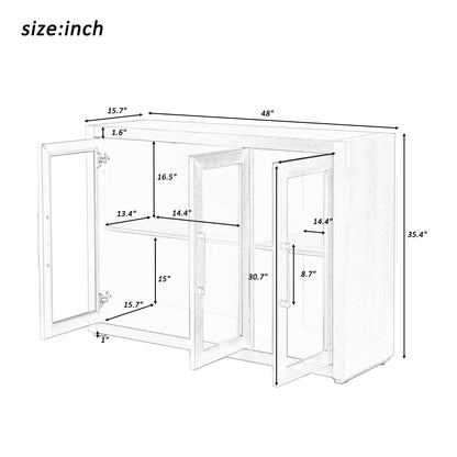 Cina Storage Cabinet with Tempered Glass - Champagne