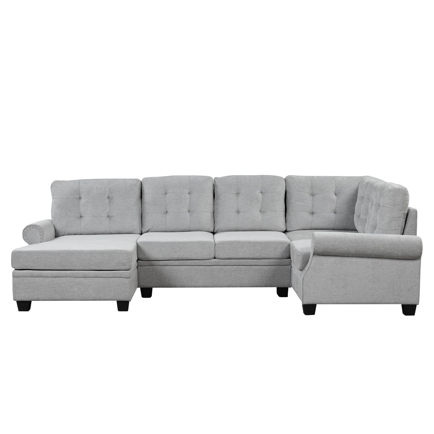 Aisha Modern U-Shaped Corner Sectional Sofa - Gray