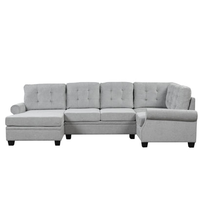 Aisha Modern U-Shaped Corner Sectional Sofa - Gray