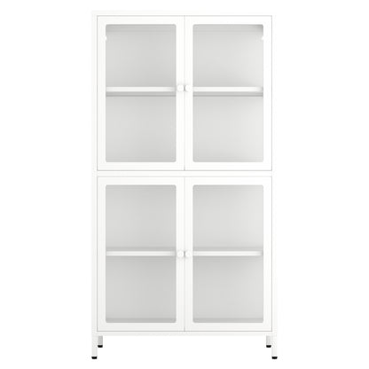 Hart Four Glass Door Storage Cabinet - White