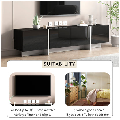 Terra White & Black Contemporary Rectangle Design TV Stand - Black