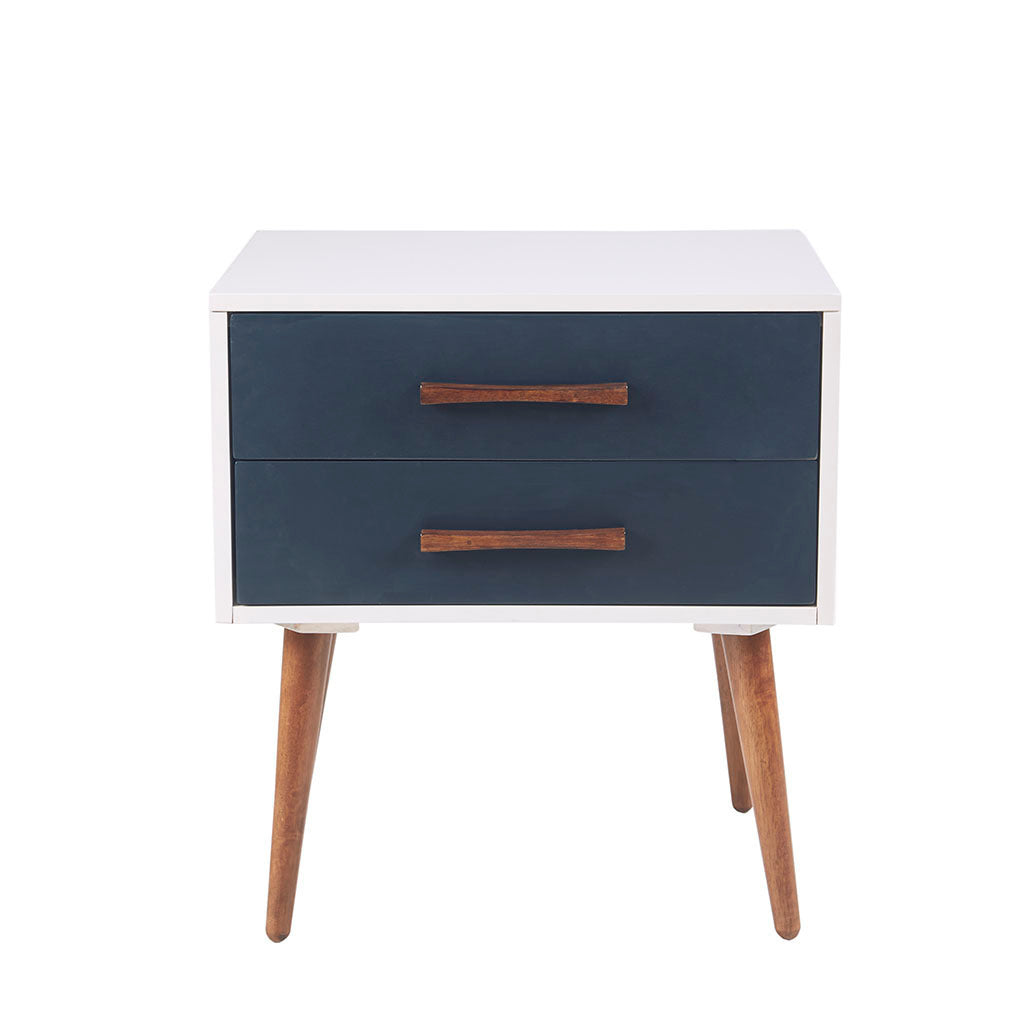 Ava Storage Nightstand - Off-White+Navy