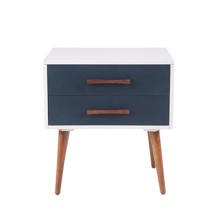 Ava Storage Nightstand - Off-White+Navy