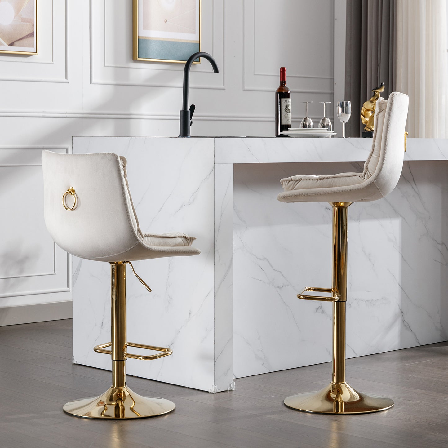 Valor Swivel Bar Stools - Cream Set of 2