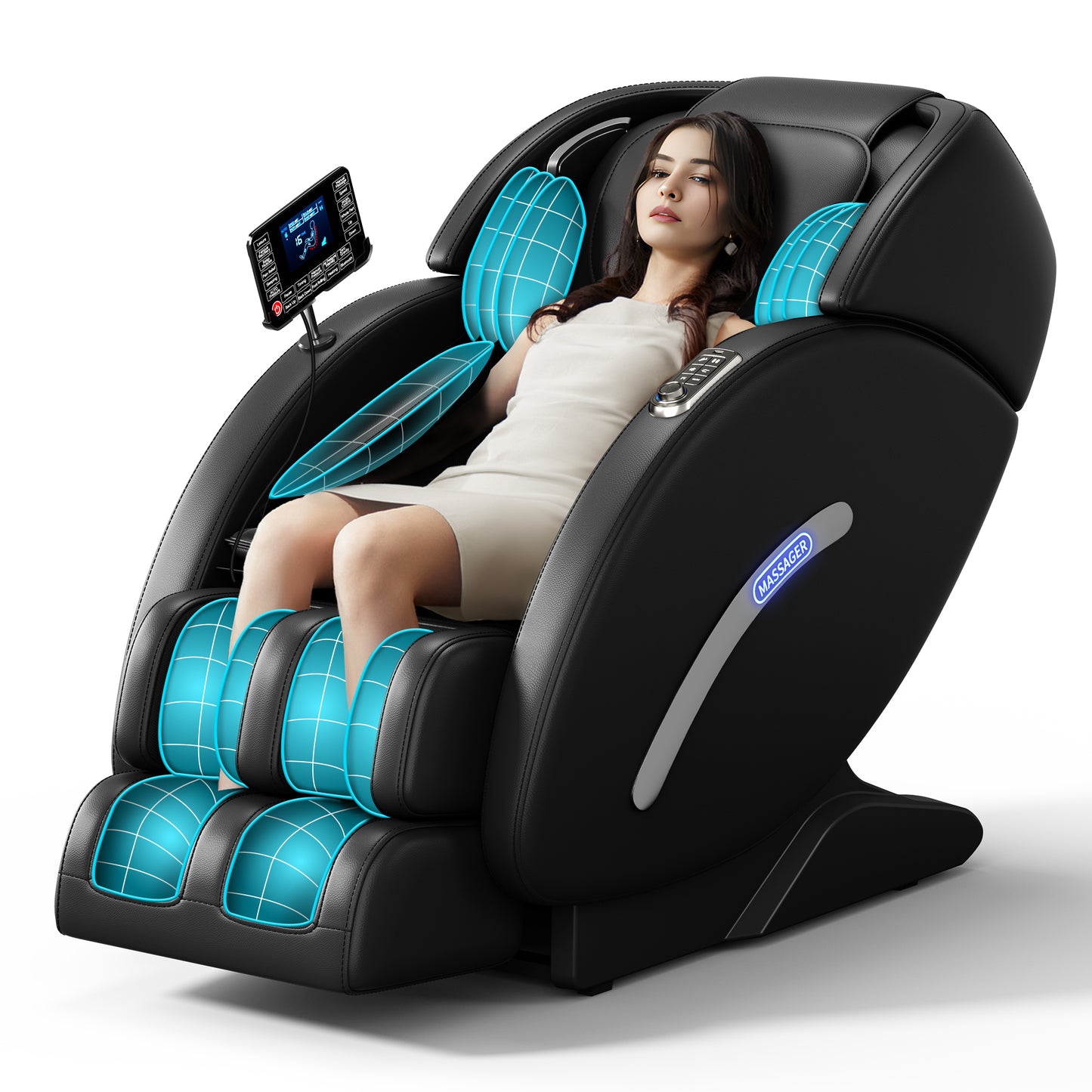 Evie Zero Gravity Full Body Massage Chair - Black