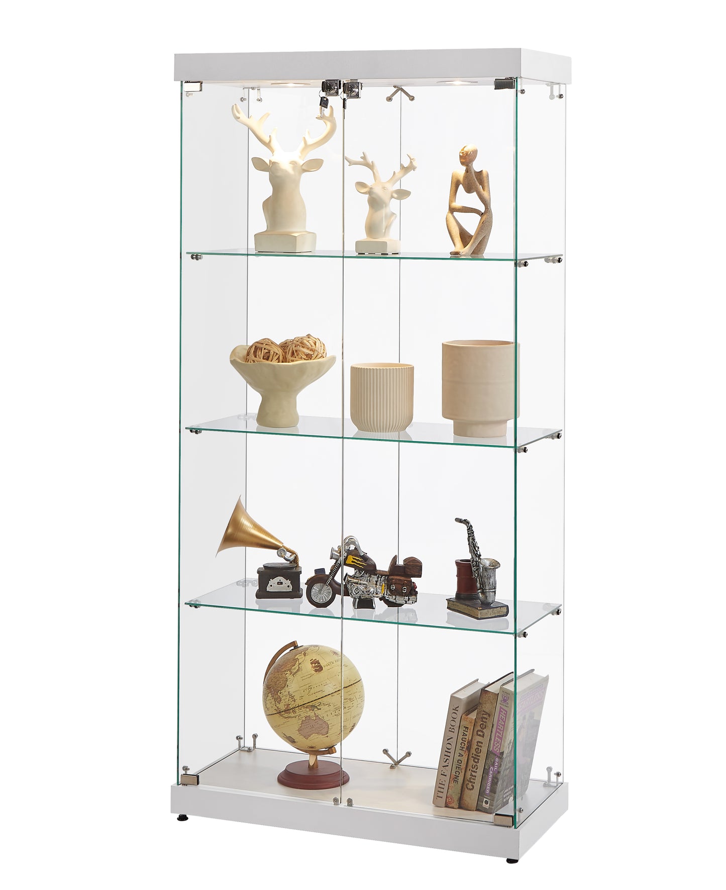 Stargazer 4 Shelves Glass Display Cabinet - White