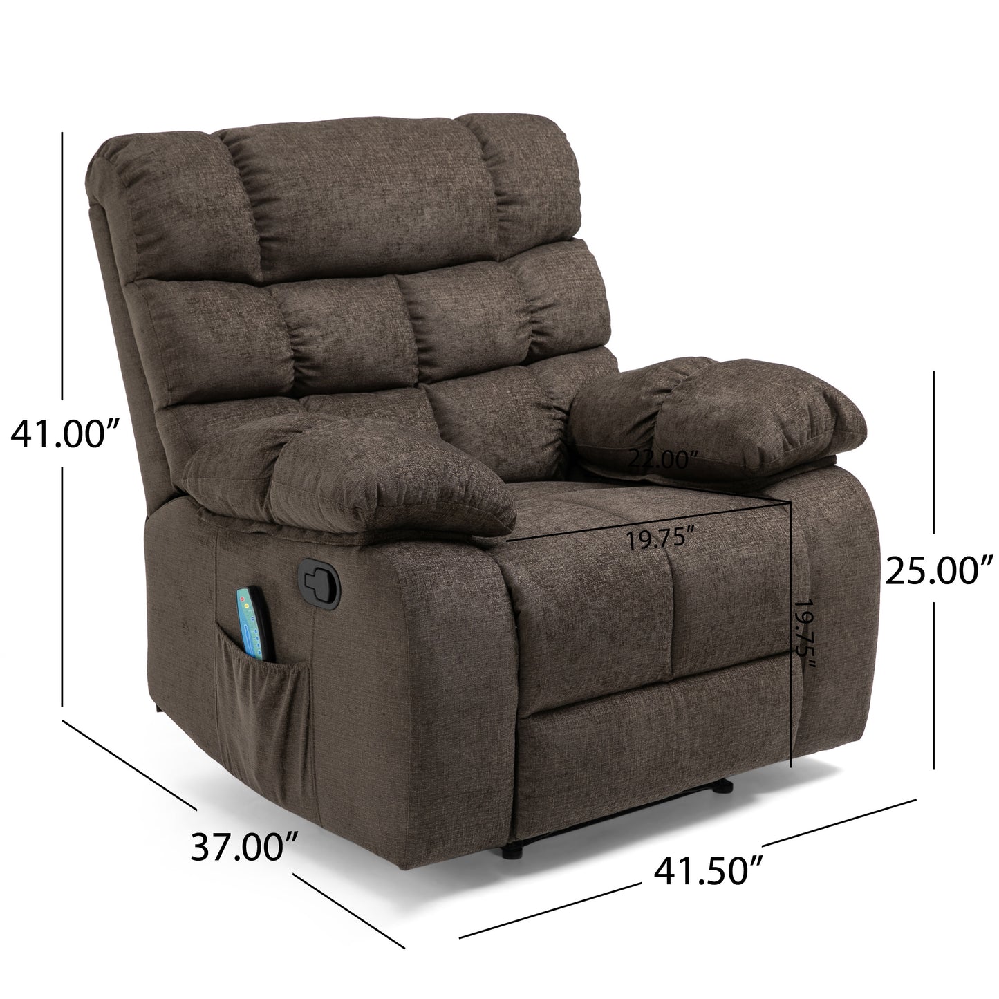 Jovan Power Recliner with Massage - Brown