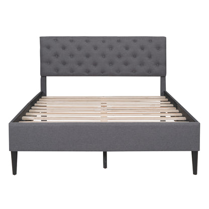 Ukin Full Size Upholstered Linen Platform Bed - Gray