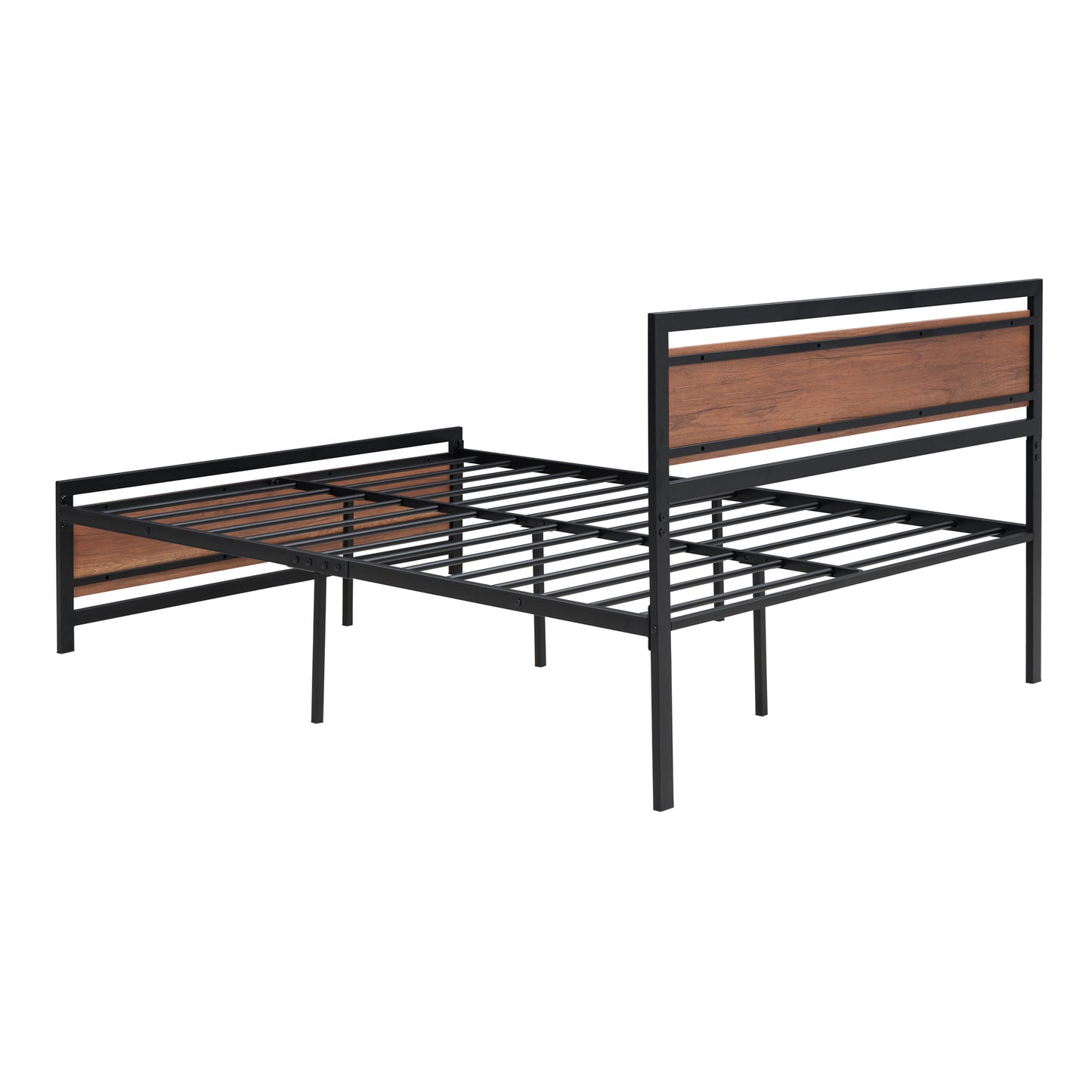 Quasar Full Size Metal and Wood Platform Bed - Black