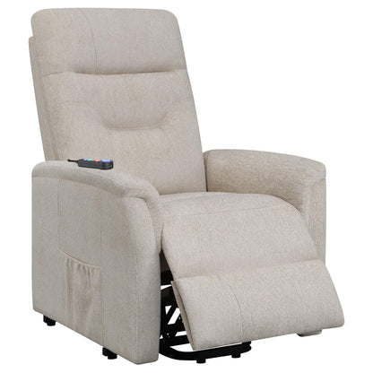 Lennox Power Lift Recliner with Storage Pocket - Beige