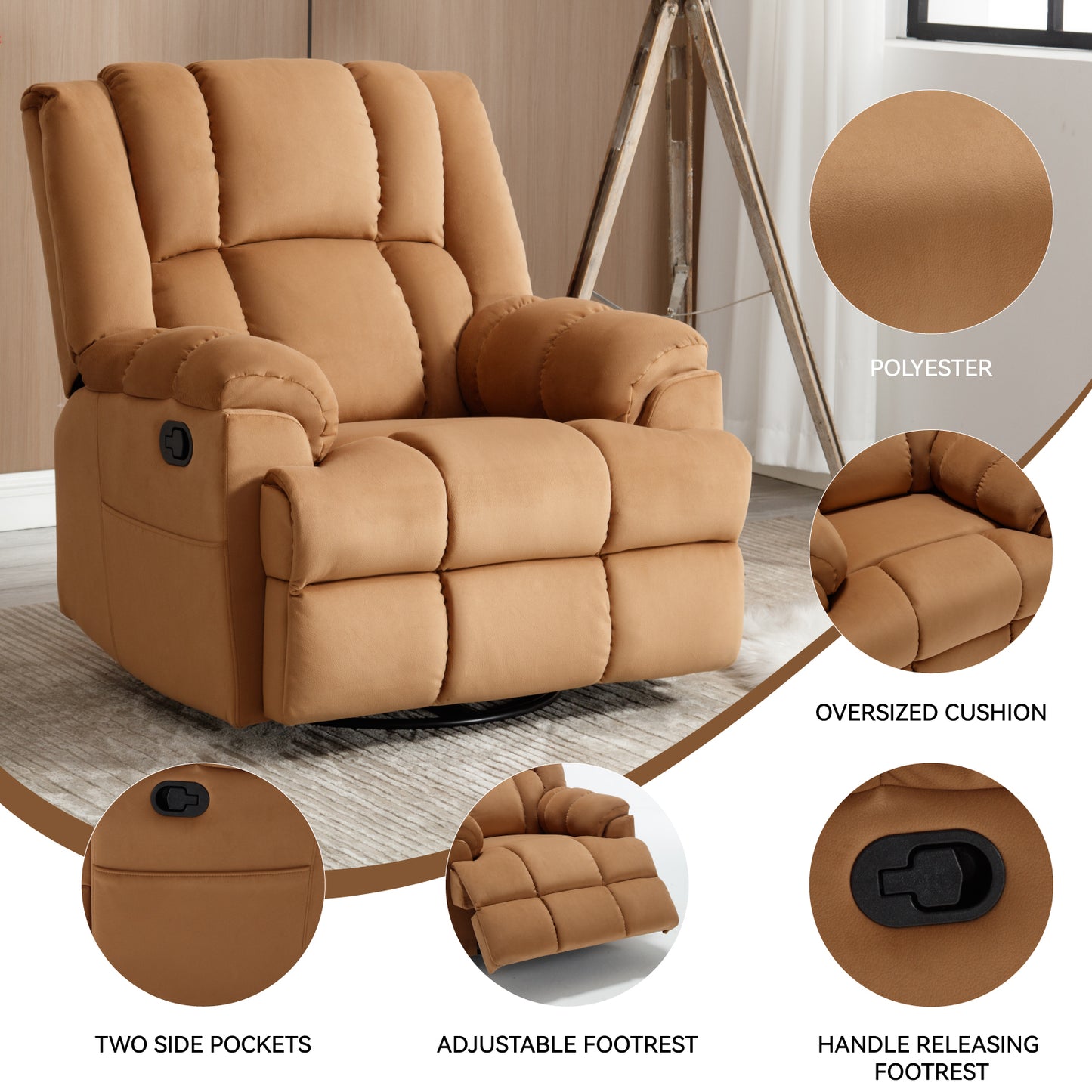 Nash Fabric Manual Recliner Chair - Beige