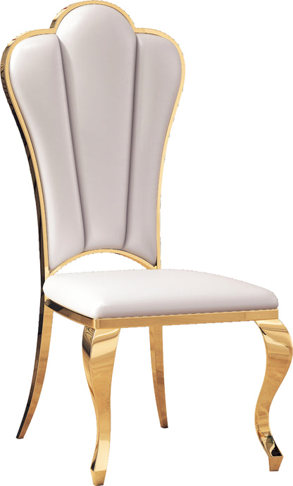 Roxa Dining Chairs w Golden Metal Leg (Set of 2) - White