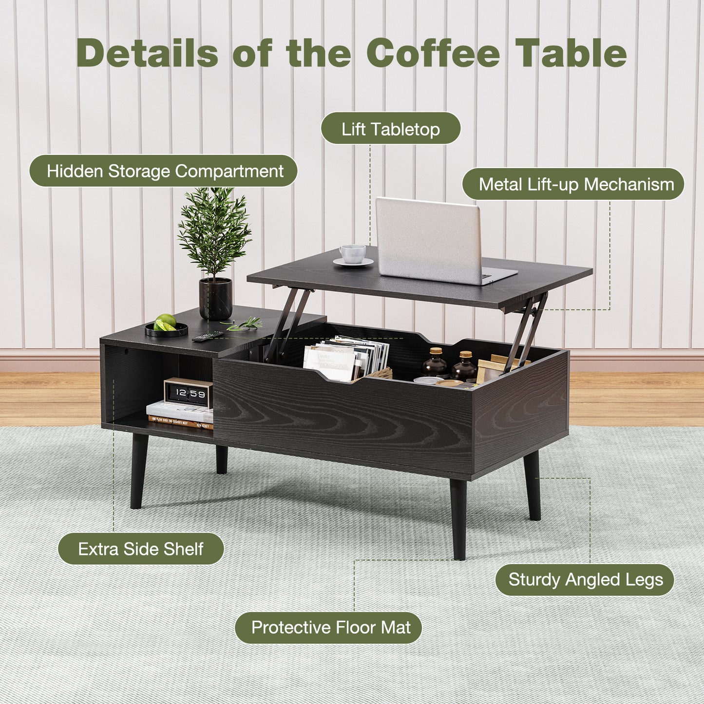 Hanna Lift Top Coffee Table - Black