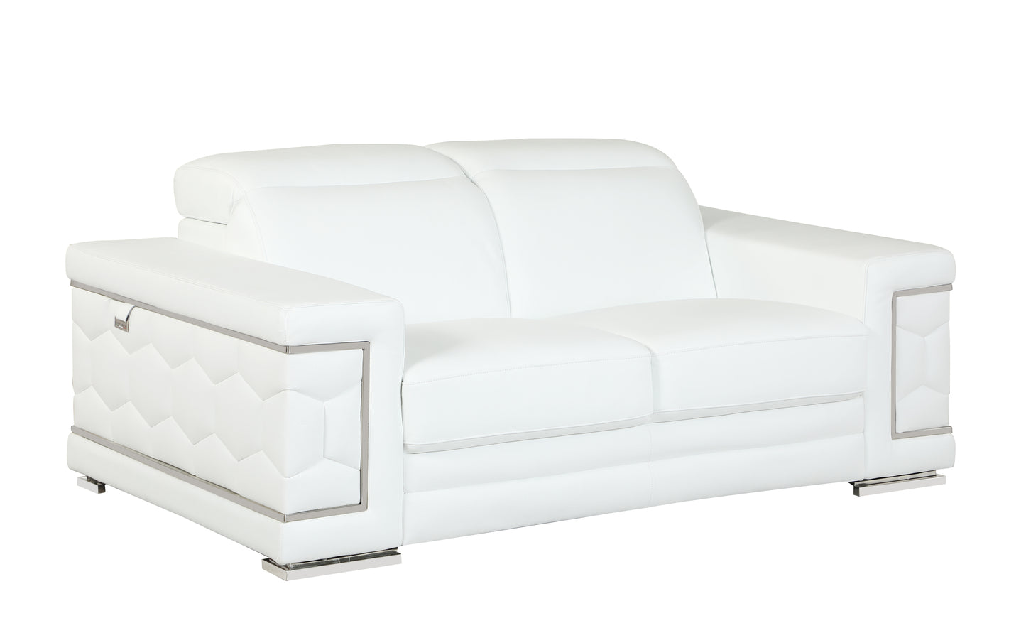 Denzel Top Grain Italian Leather Loveseat - White