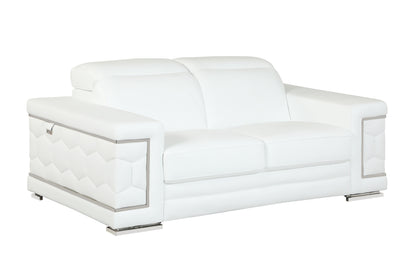 Denzel Top Grain Italian Leather Loveseat - White