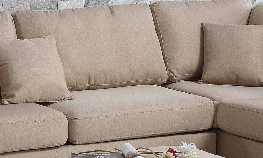 Esra 3pc Sectional Reversible Chaise Sofa And Ottoman - Sand