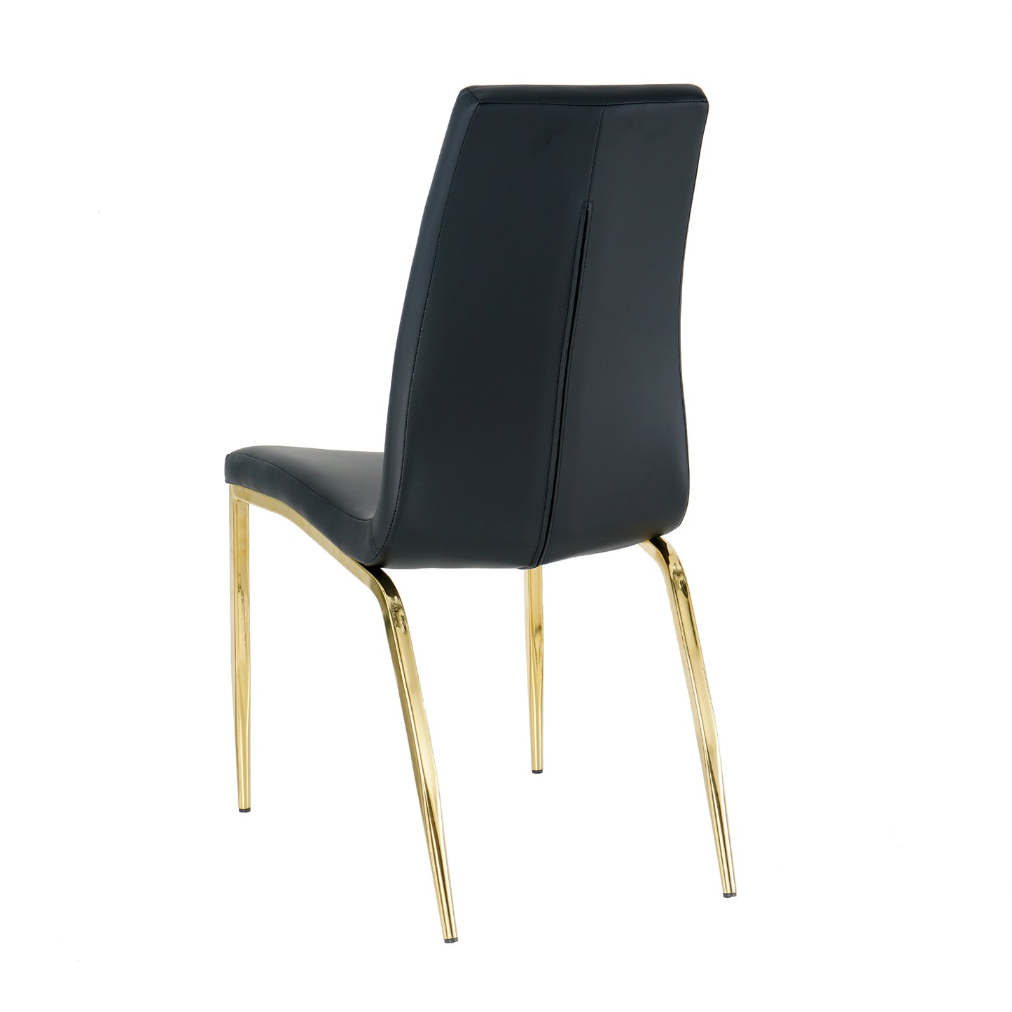 Shona Pu Dining Chairs with Gold Metal Leg (Set of 4) - Black