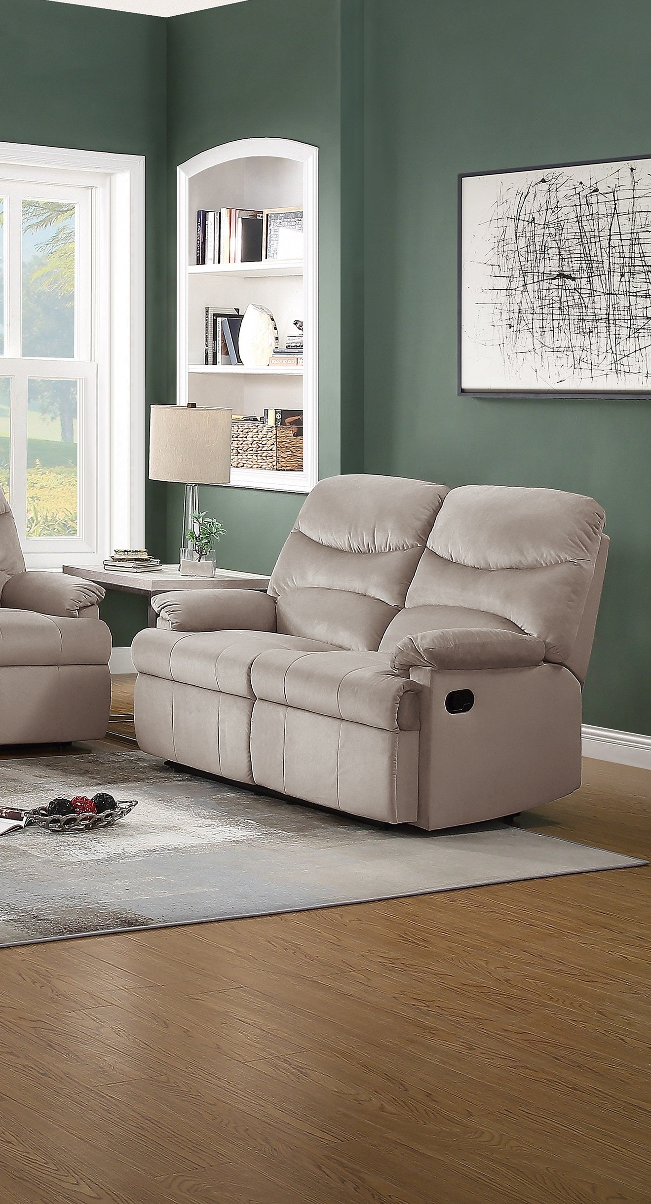 Bray Manual Recliner Velvet Loveseat - Light Brown