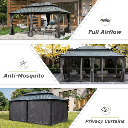 Genesis 12 X 18 ft Hardtop Gazebo - Gray