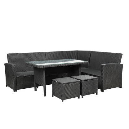 Miles 6 Pc Outdoor Patio Sectional Sofa Set - Black