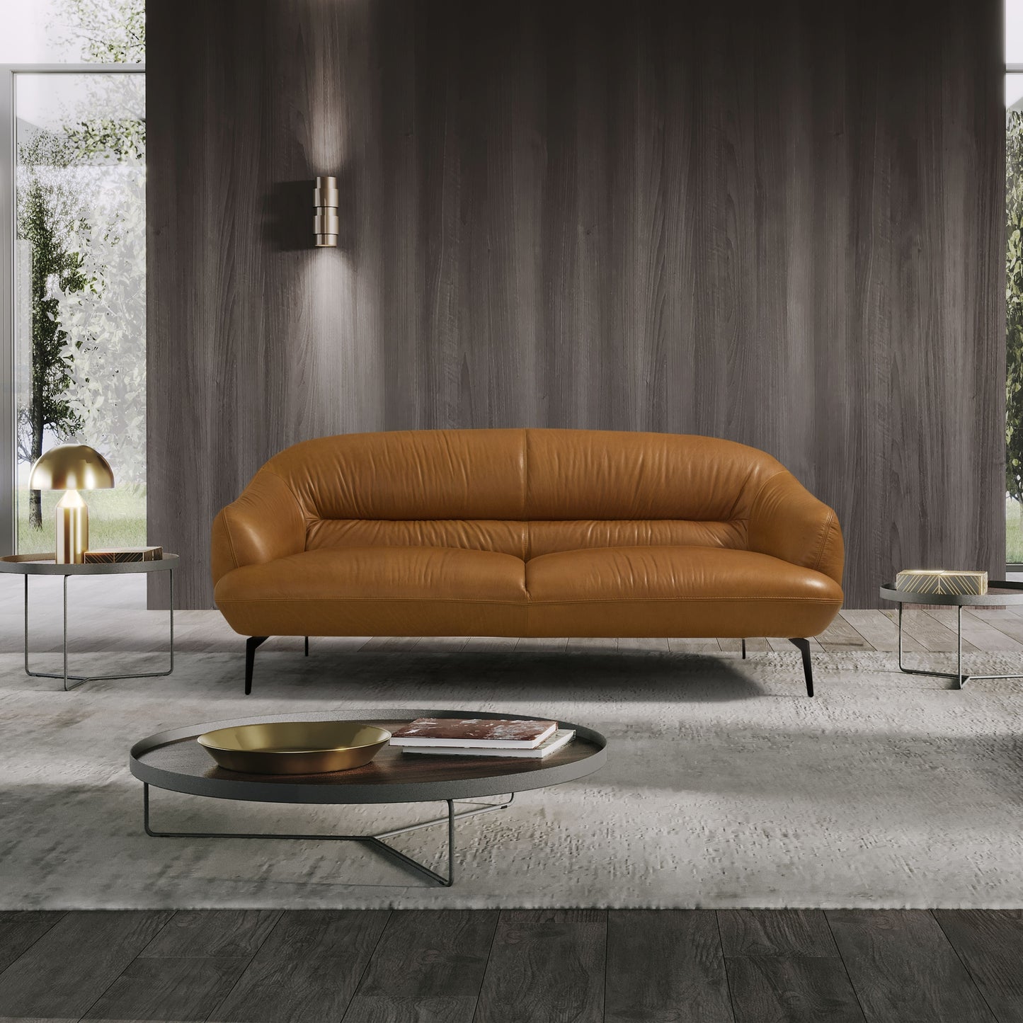 Leonia Leather Loveseat - Brown