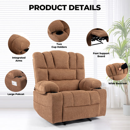 Perkins Power Recliner with Heat and Massage - Brown