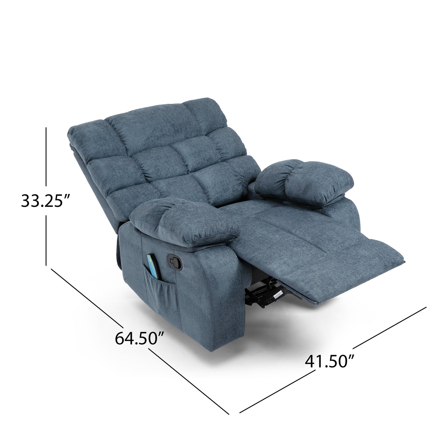 Jovan Power Recliner with Massage - Charcoal