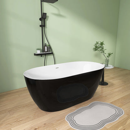 Nuvo 59" Acrylic Free Standing Oval Shape Soaking Tub - Gloss Black+White