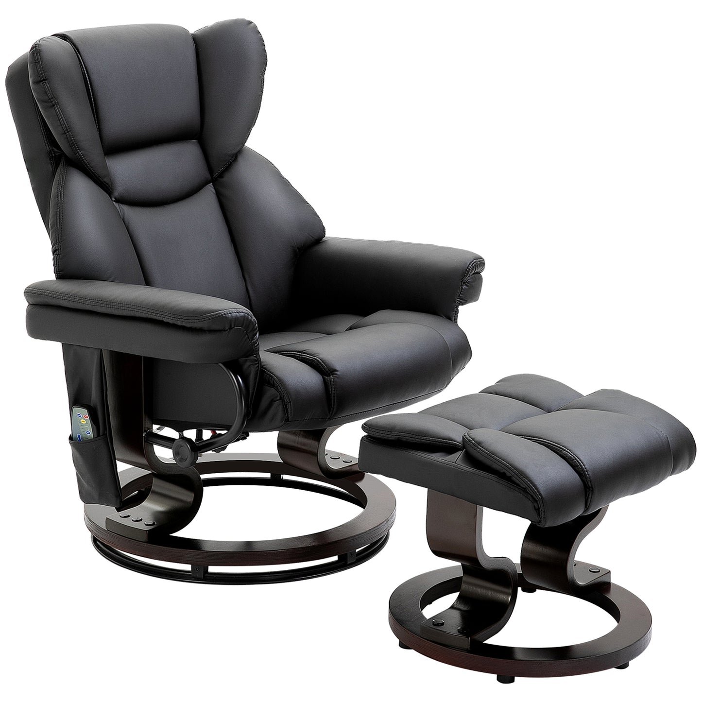 Valentina Massage Recliner Chair with Ottoman Footrest - Black