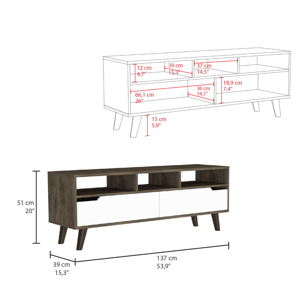 Oslo TV Stand - Dark Brown/White