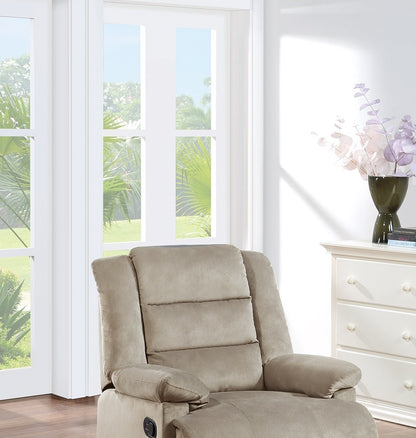 Alesia Velvet Recliner Motion Recliner - Beige