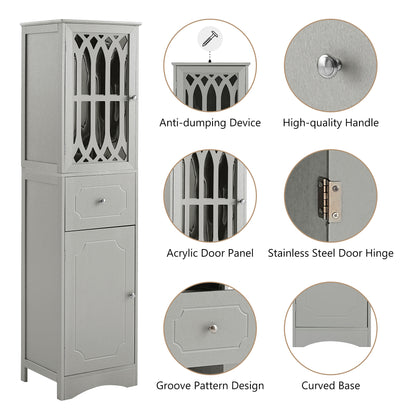 Statured Bathroom Cabinet with Drawer and Doors - Gray