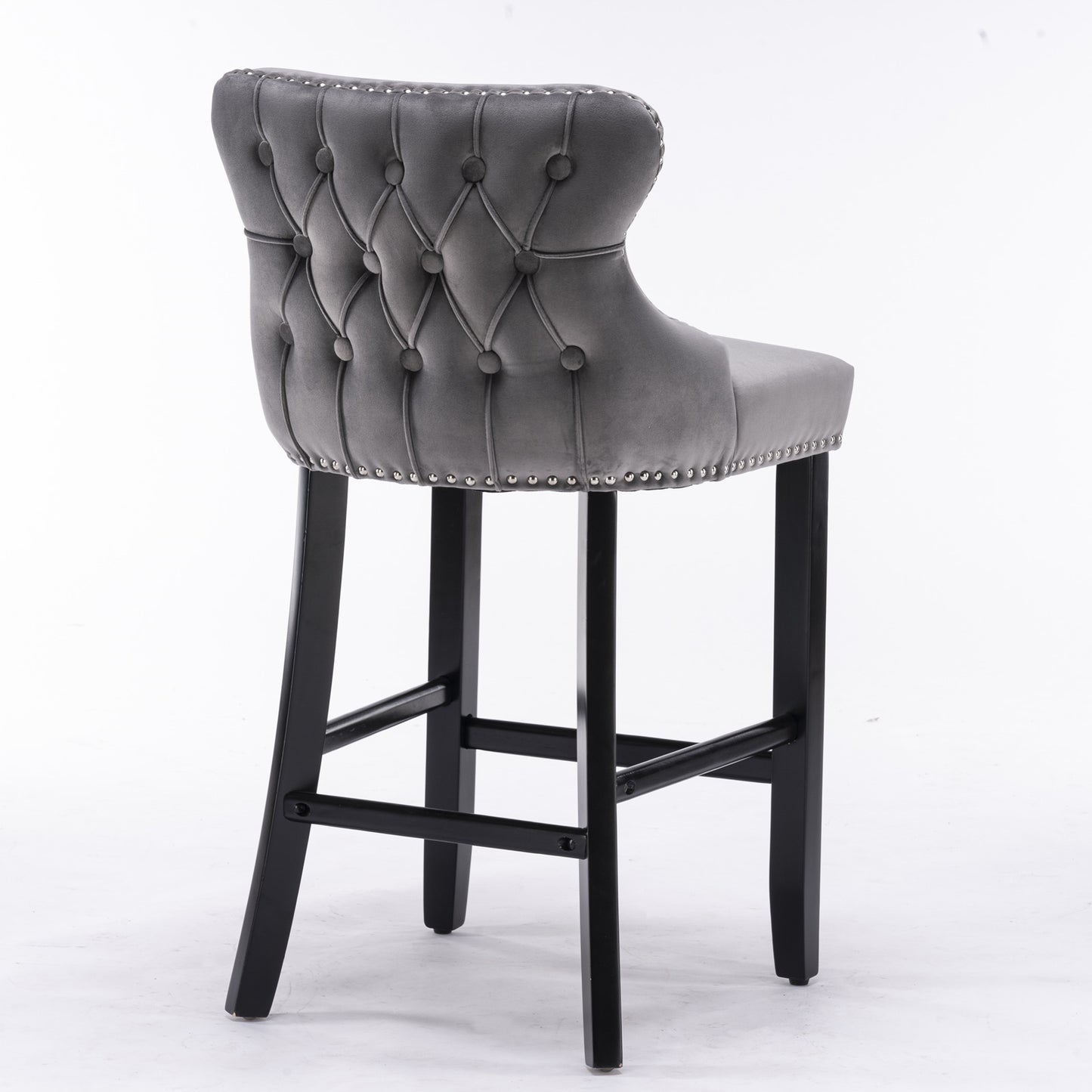 Velvet Wing-Back Barstools - Gray Set of 2