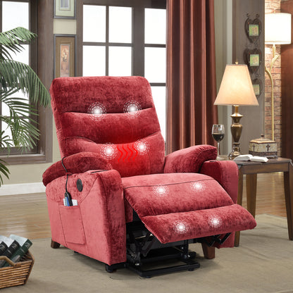 Trek Electric Power Lift Recliner Chair with Massage and Heat - Red