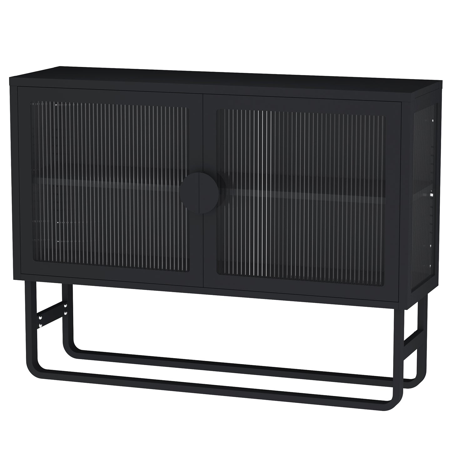 Tempered Glass Cabinet Credenza - Black