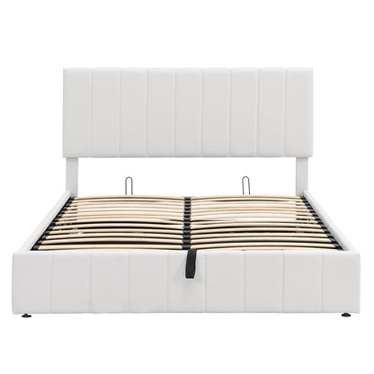 Shell Queen Size Storage Bed w Hydraulic System - White