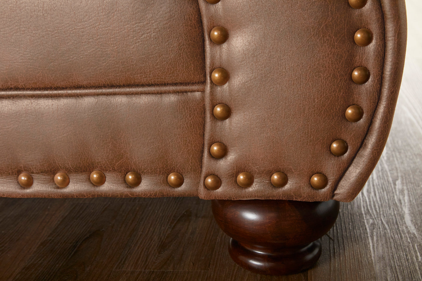 Leinster Fabric Loveseat with Nailheads - Brown