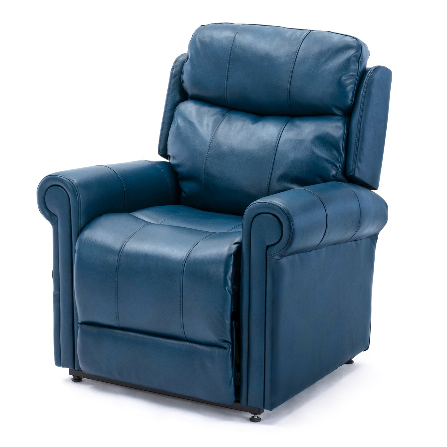 Lowell Leather Gel Lift Chair with Massage - Navy Blue