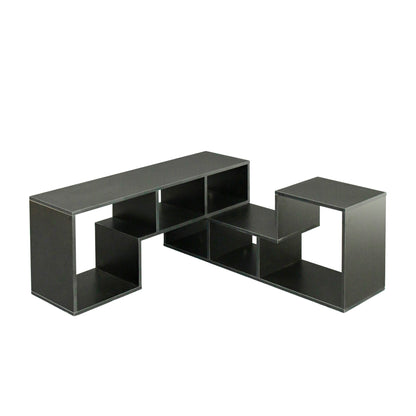 Alpha Double L-Shaped TV Stand - Black