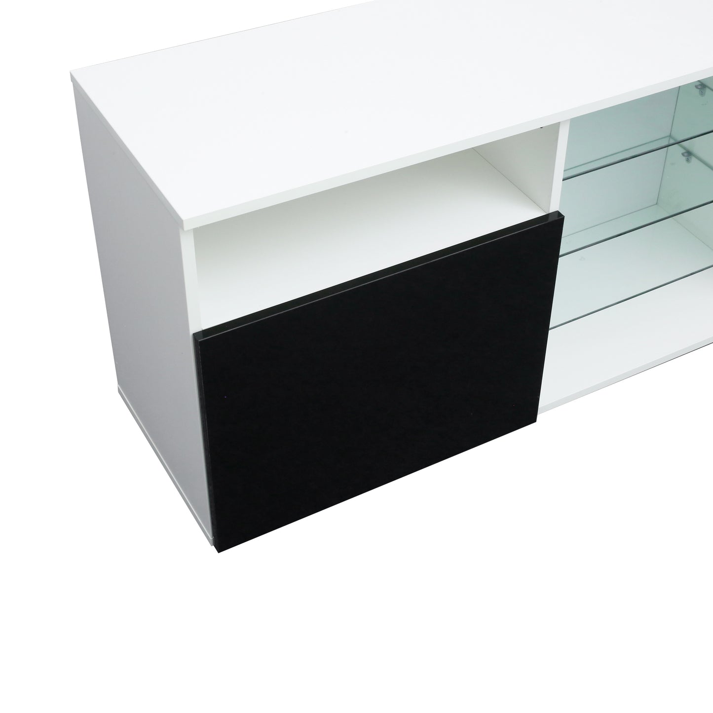 Ivan TV Stand LED High Gloss Doors - White/Black