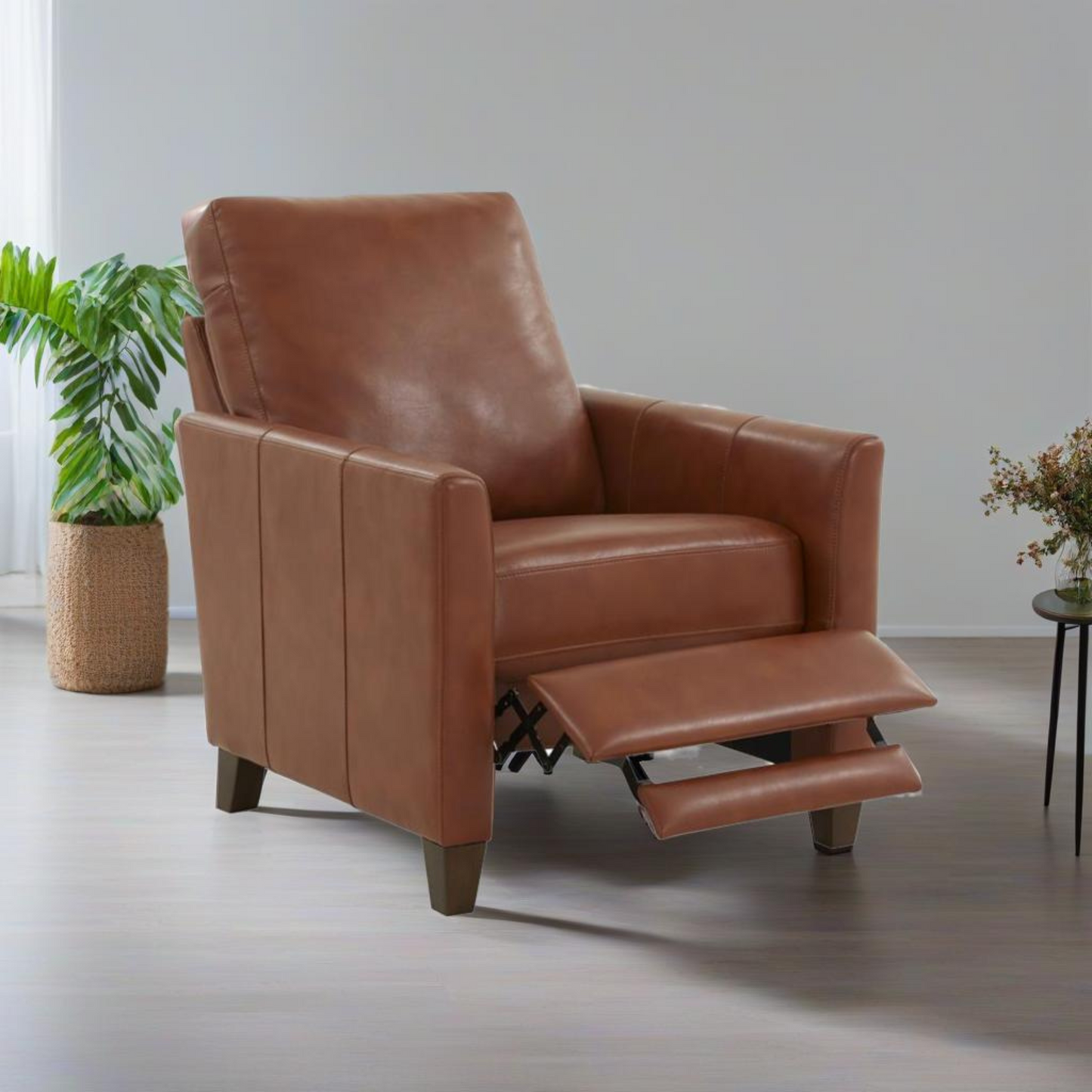 Remi Faux Leather Modern Recliner Chair - Caramel