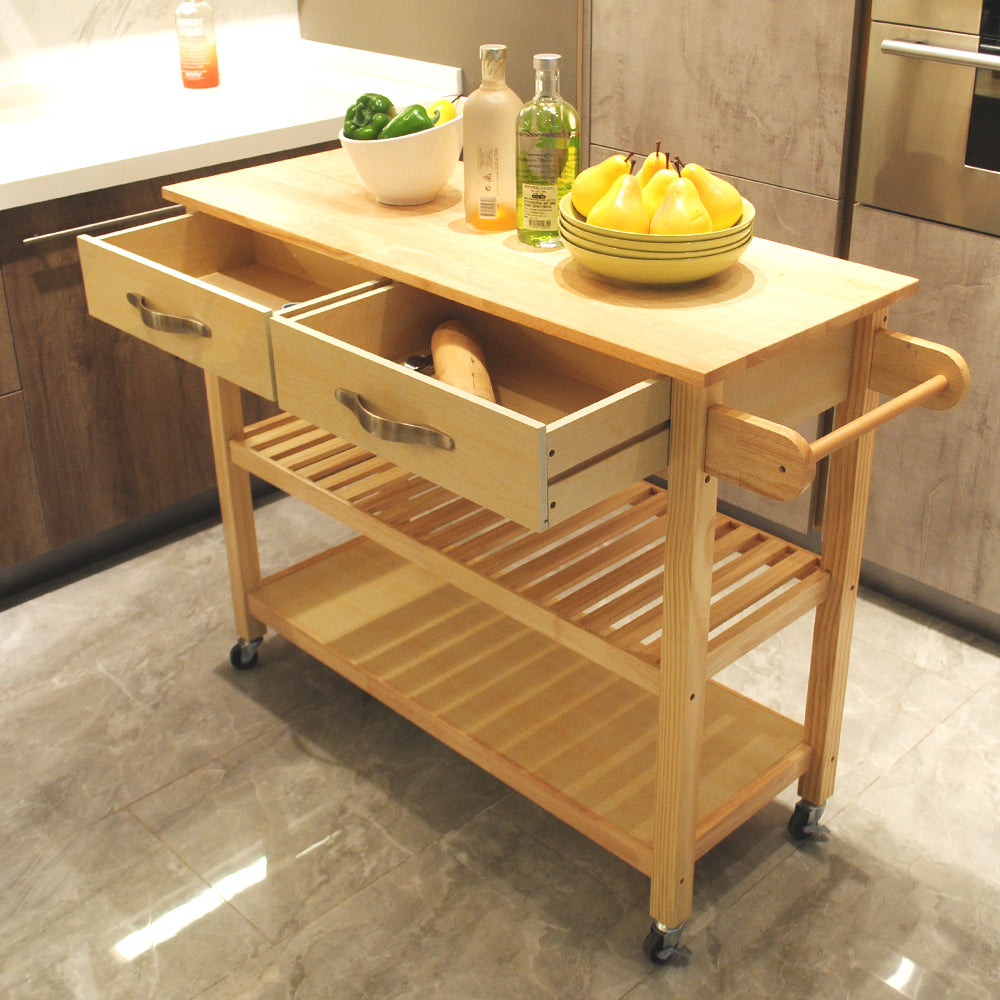 Vintage Kitchen Island & Kitchen Cart  - Natural