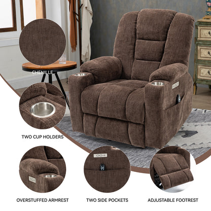 Rico Large Power Lift Recliner Chair with Heat and Massage - Brown