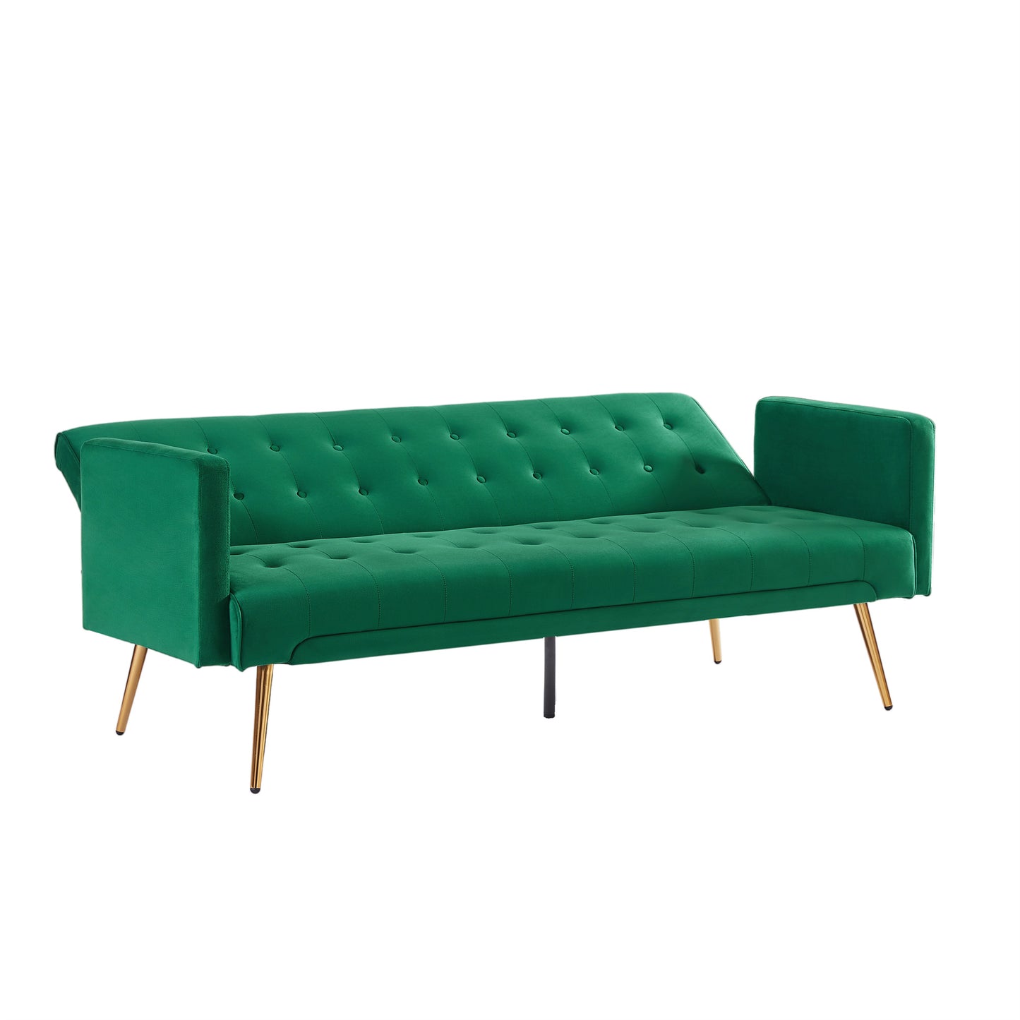 Pix Velvet Upholstered  Convertible Folding Futon Sofa Bed - Green