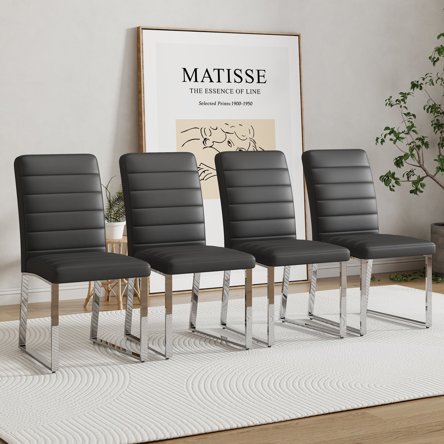 Mattos PU Dining  (Set of 4) - Black