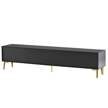 Eden II Stylish TV Stand with 5 Champagne Legs - Black